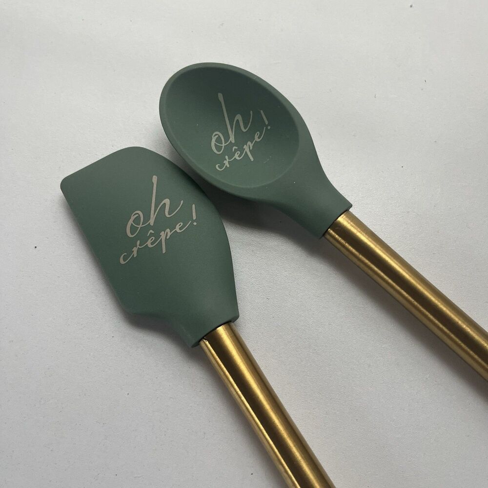 Krumbs Kitchen Elements Collection Silicone Spatula with Gold Metal Handle Crepe